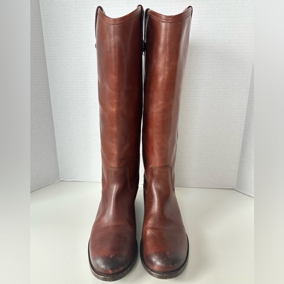 FRYE Melissa Button Cognac Brown Tan Tall Equestrian Riding Style Boots size 6.5 - Picture 4 of 11